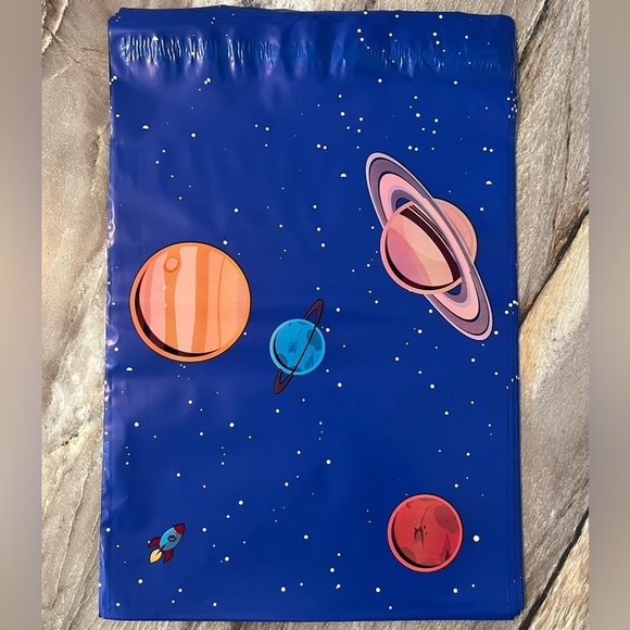 9 Poly Mailers 10x13 & 10 Thank you Stickers Planetary Space Theme - Picture 3 of 11